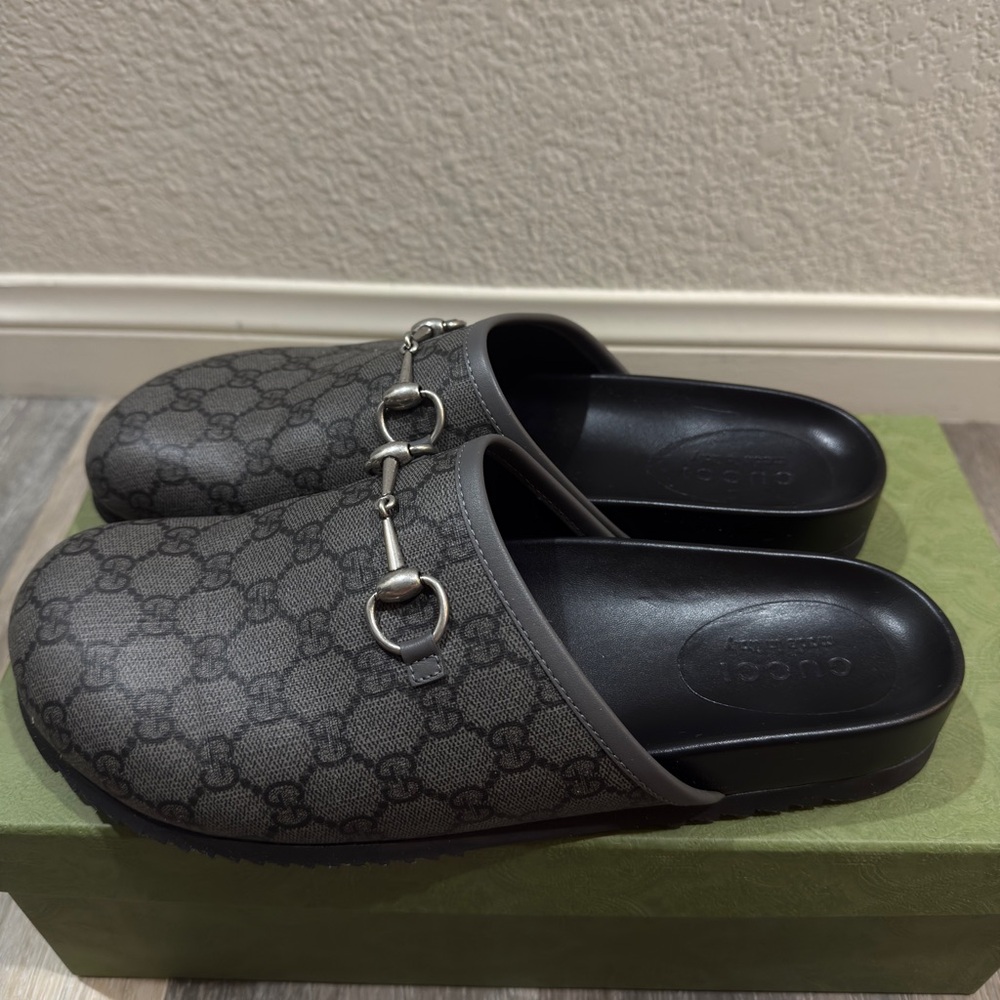 Gucci Gray Loafers with Silver Detail